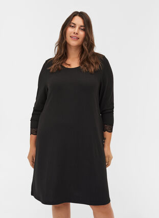 Long-sleeved dress, Black , Model image number 0