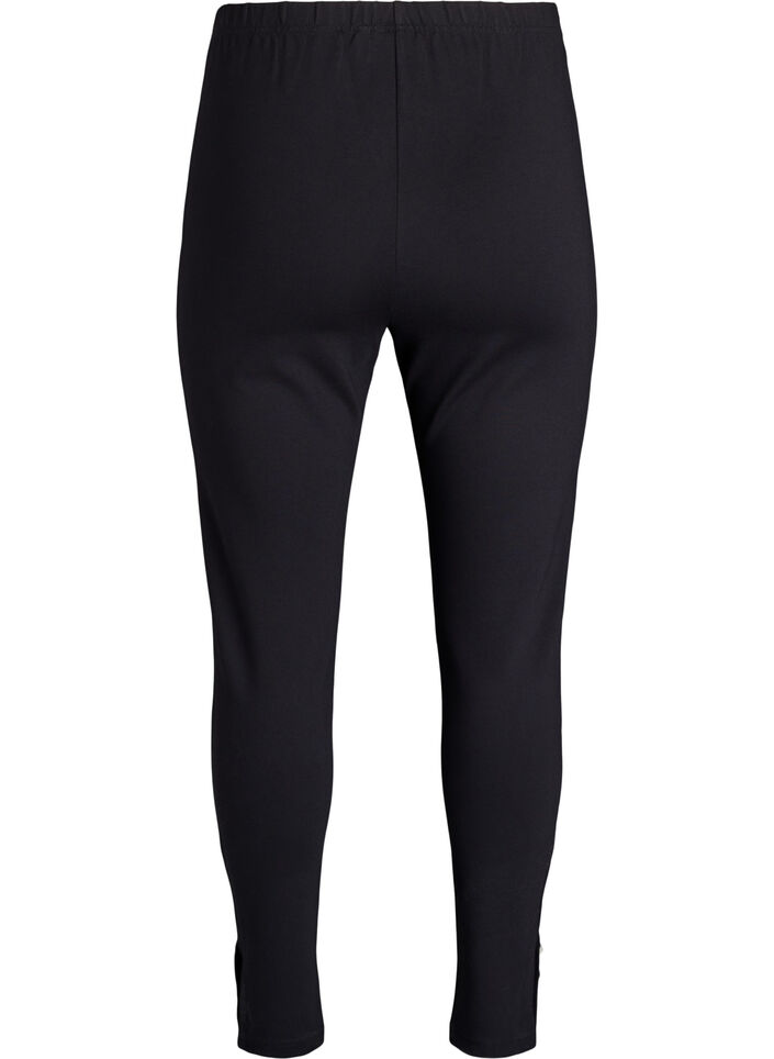 Leggings with buttons at the bottom, Black, Packshot image number 1