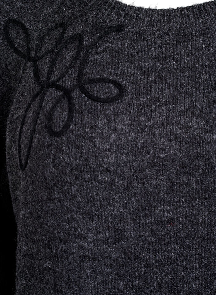 Short knitted dress with sewn-on cord details, Dark Grey, Packshot image number 2