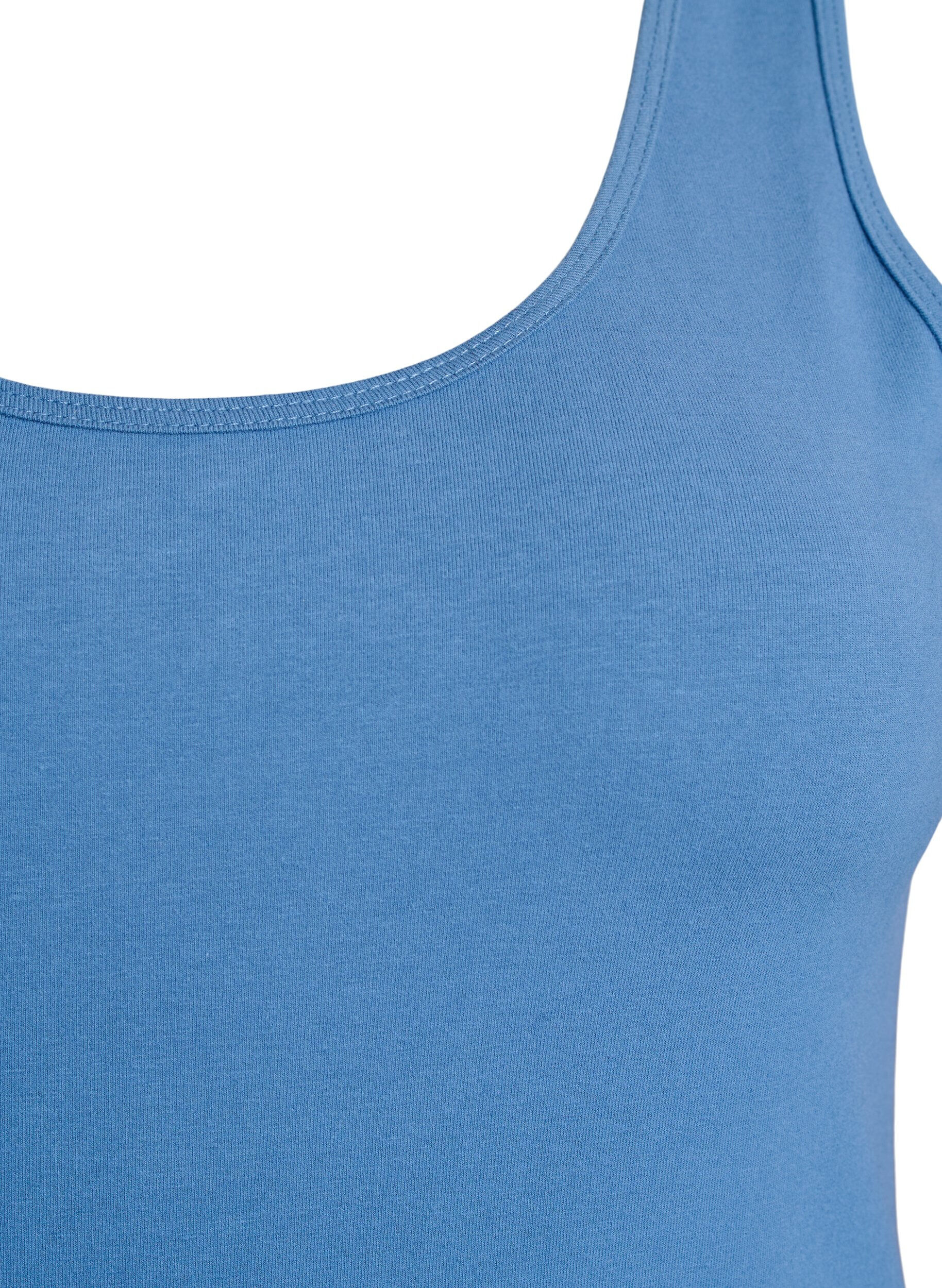 Zizzifashion Solid color basic top in cotton, Blue, Packshot image number 2