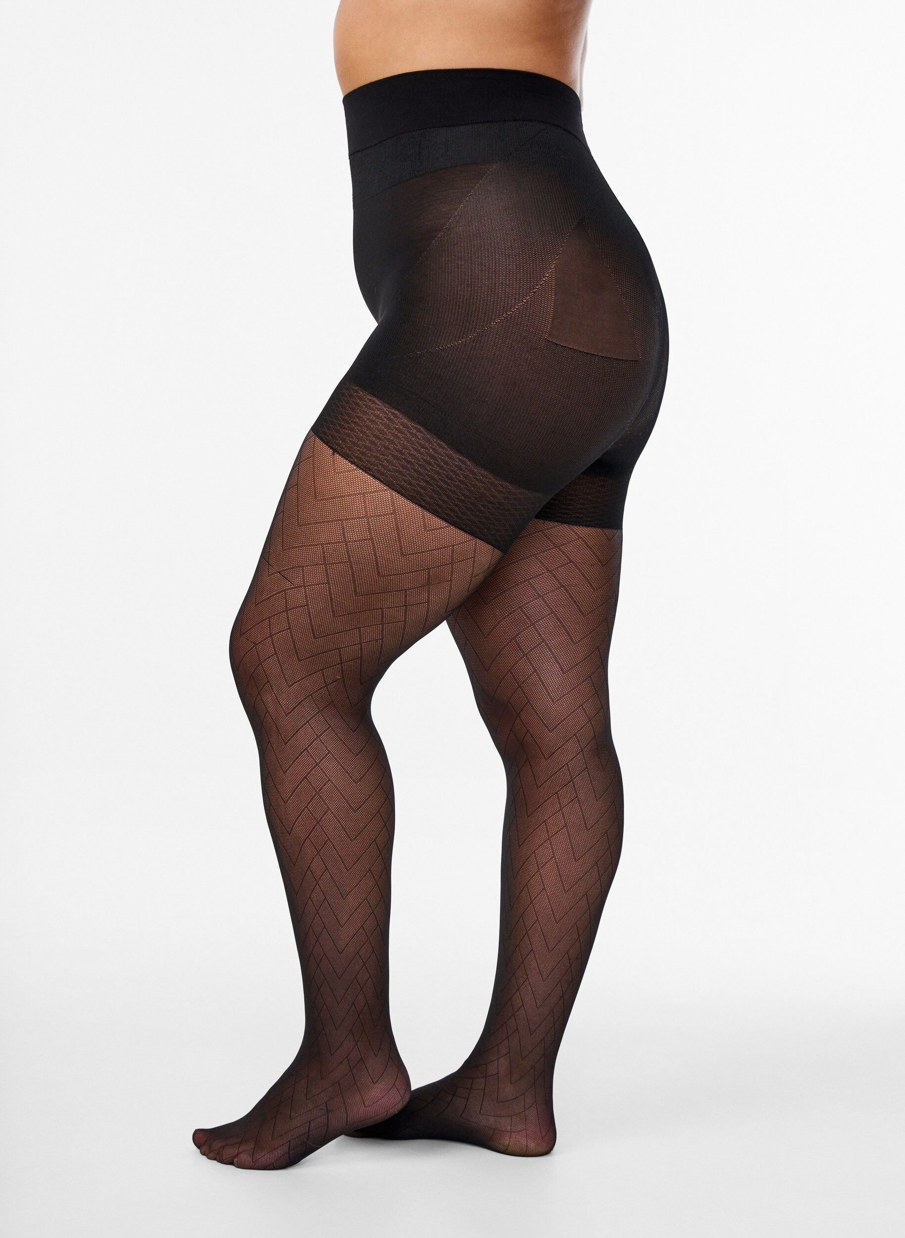 Push-up tights 50 denier with pattern, Black, Model