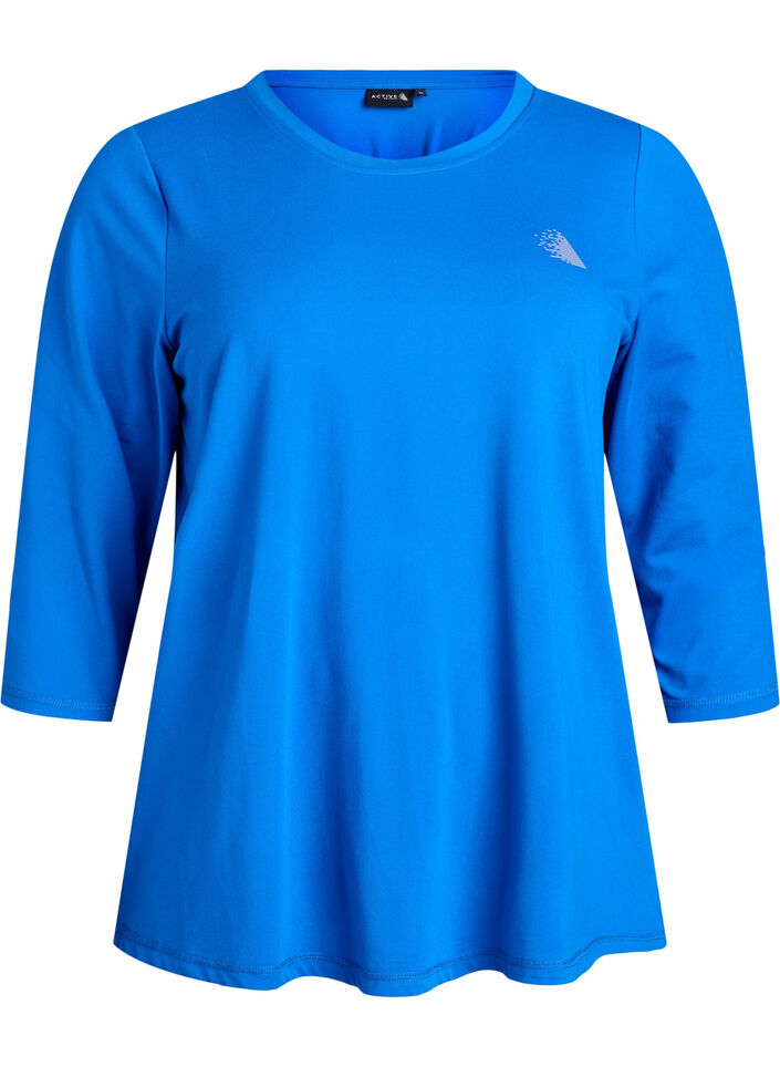 Workout top with 3/4 sleeves, Blue, Packshot image number 0
