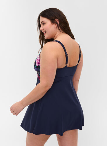 Swim dress with floral top, Night Sky, Model image number 1