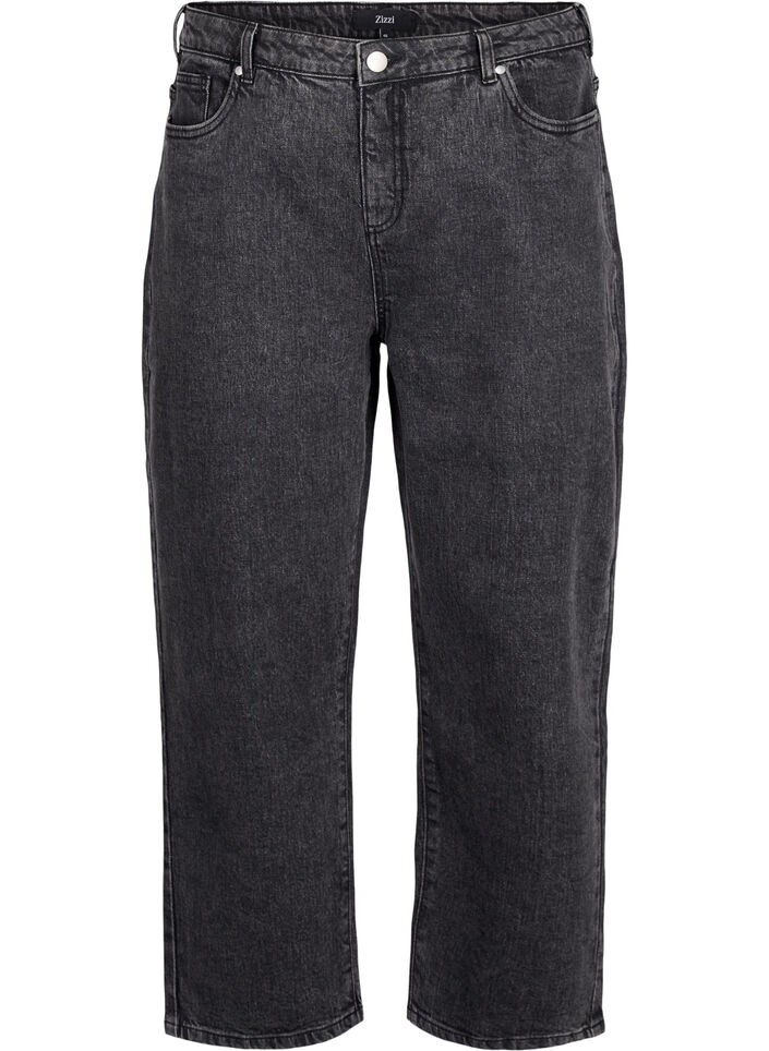 Loose jeans with cropped length, Dark Grey, Packshot image number 0