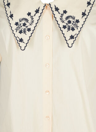 Short-sleeved shirt in cotton with a large collar, MotherOfPearl w.Blue, Packshot image number 2