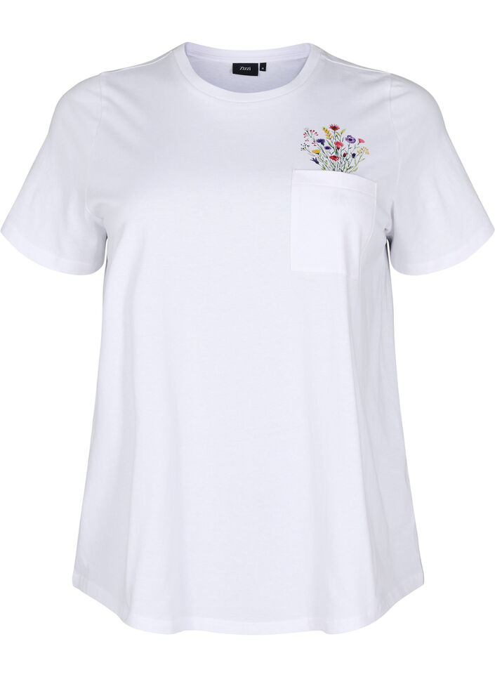 T-shirt with chest pocket, White, Packshot image number 0