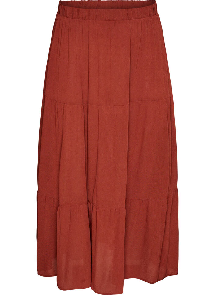Long skirt with elasticated waist, Red, Packshot image number 0