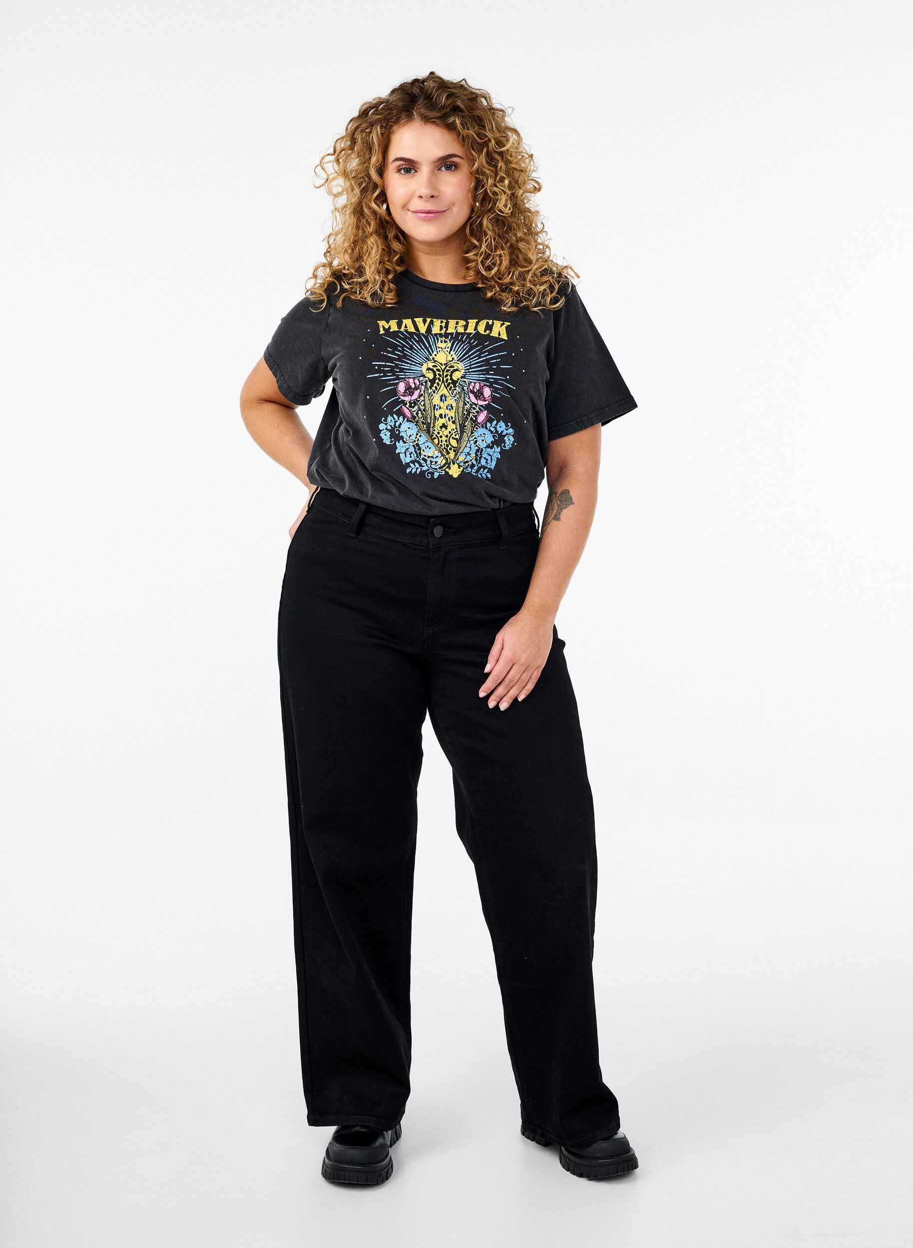 Zizzifashion T-shirt in organic cotton with graphic print, Grey, Model image number 1