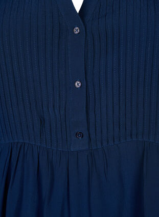 Viscose blouse with short sleeves and pleats, Navy Blazer, Packshot image number 2