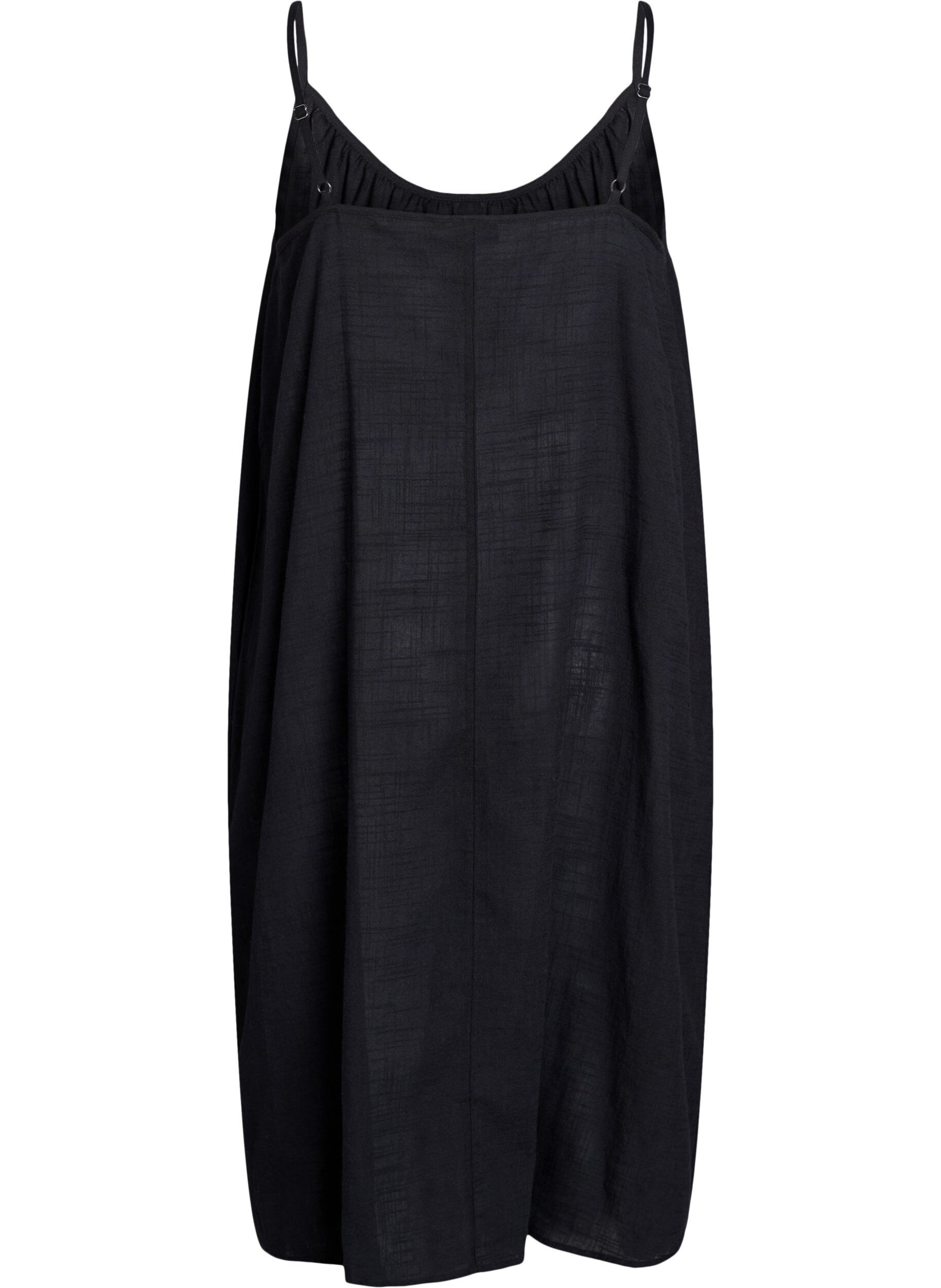 Zizzifashion FLASH - Midi-length cotton strap dress, Black, Packshot image number 1