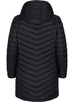 Quilted lightweight jacket with detachable hood and pockets, Black, Packshot image number 1