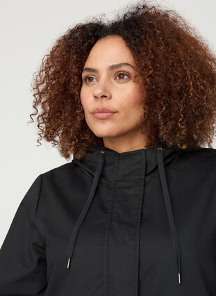 Short jacket with a hood and pockets, Black, Model image number 2