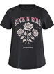 Organic cotton T-shirt with rock print, Black, Packshot image number 0