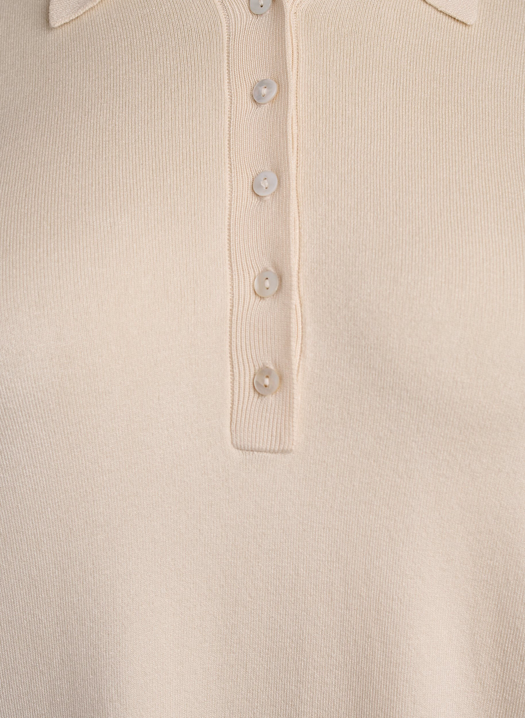 Zizzifashion Fine-knit polo shirt with short sleeves, Beige, Packshot image number 2