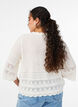 Knitted blouse with eyelet embroidery and 1/2 sleeves, Vanilla, Model image number 2