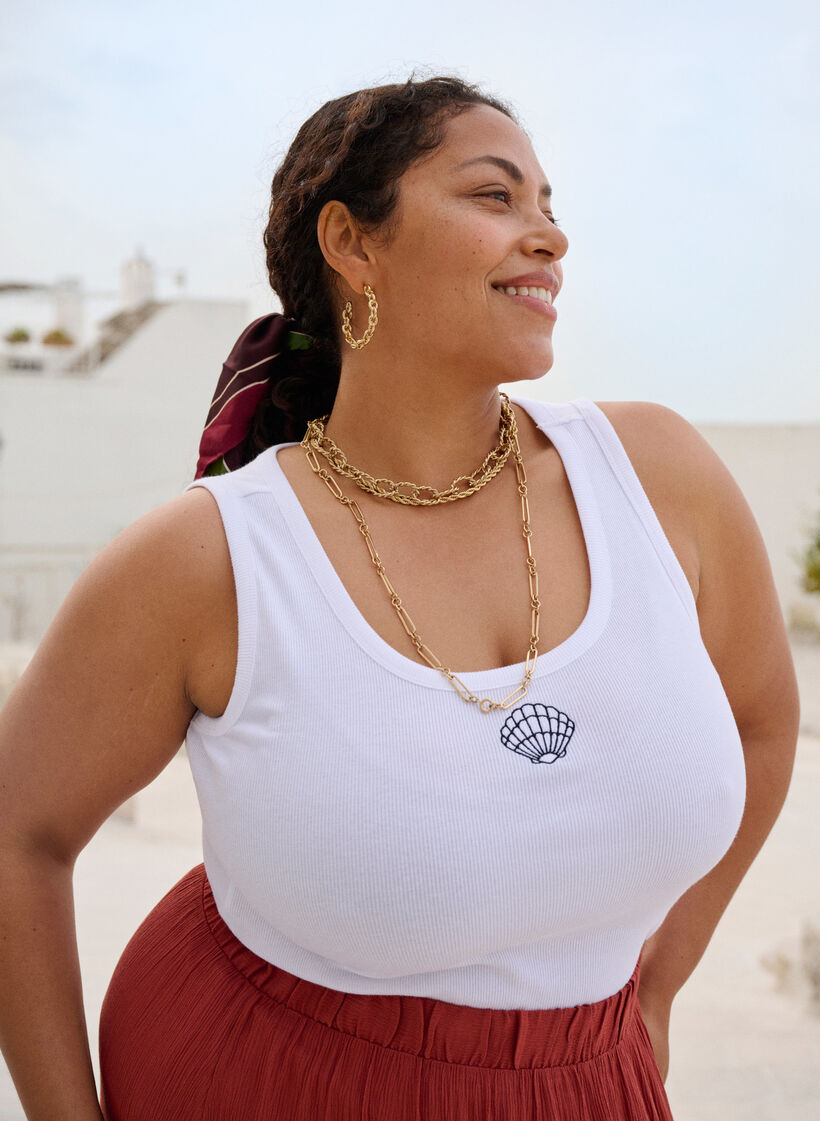 Fitted top with motif, White, Image image number 0