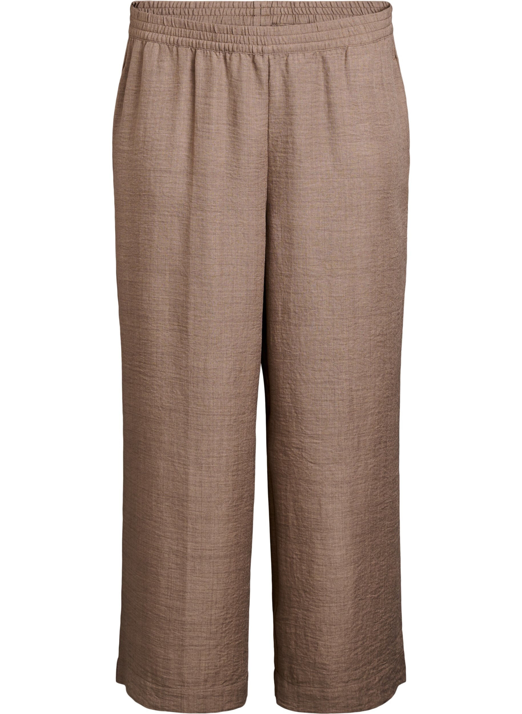Zizzifashion Loose trousers with elasticated waistband and pockets, Brown, Packshot image number 0