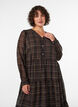 Checked midi dress with a tiered skirt, Brown, Model image number 2