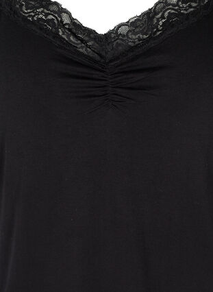 Close-fitting Viscose Top with Lace Edge, Black, Packshot image number 2