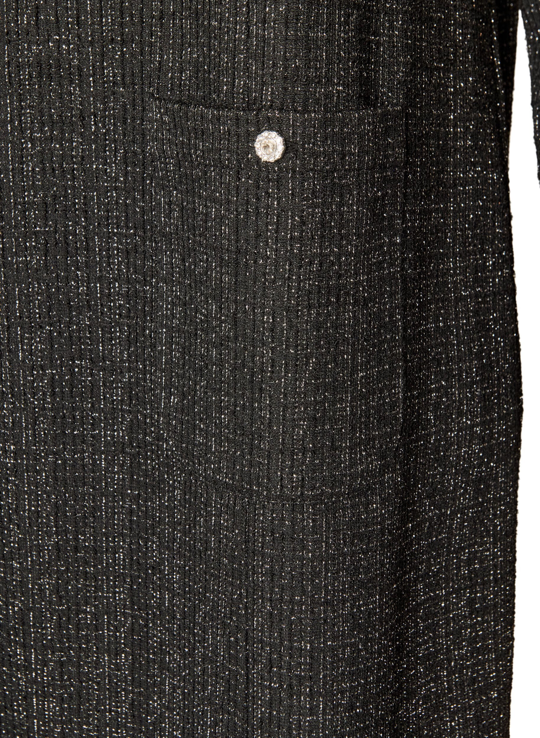 ZizzifashionShort dress with a boucl&eacute; texture and glitter threads, Black, Packshot image number 3