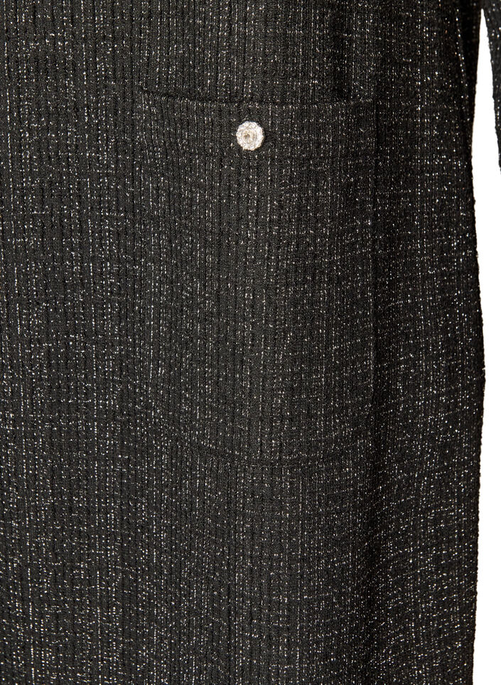 Short dress with a boucl&eacute; texture and glitter threads, Black, Packshot image number 3
