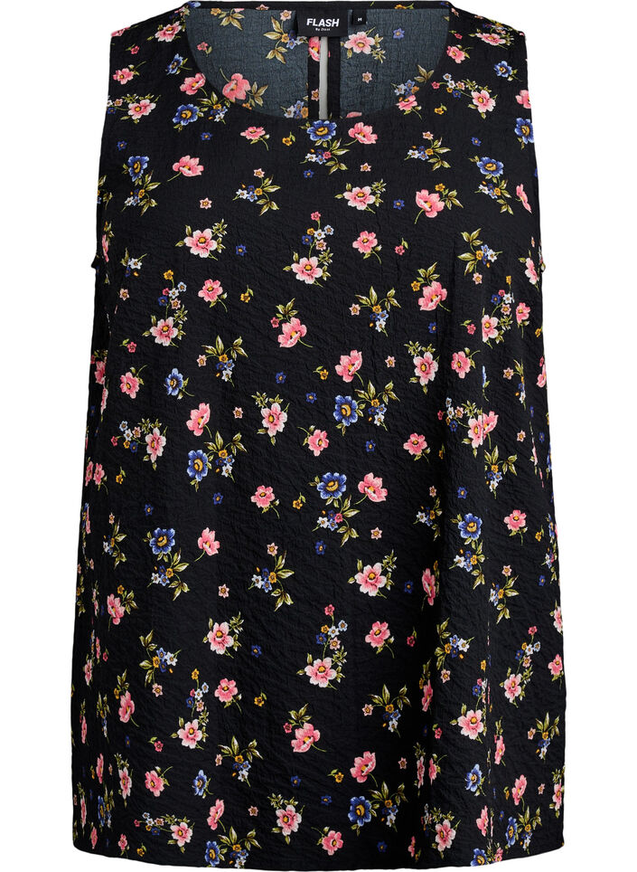 Sleeveless top with texture, Black, Packshot image number 0