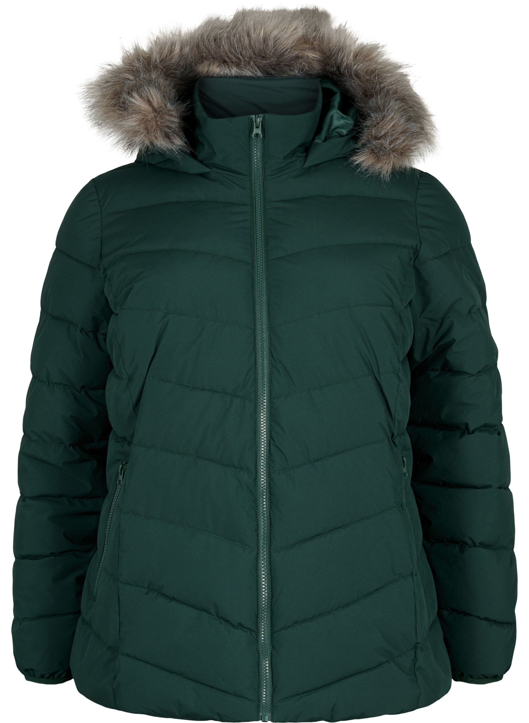 ZizzifashionShort puffer jacket with hood, Green, Packshot image number 0