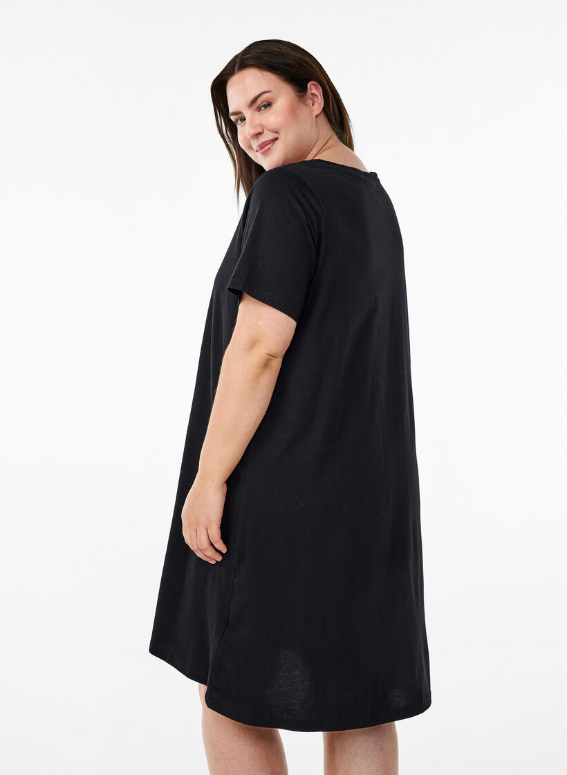 Organic cotton nightgown with v-neck, , Model image number 2