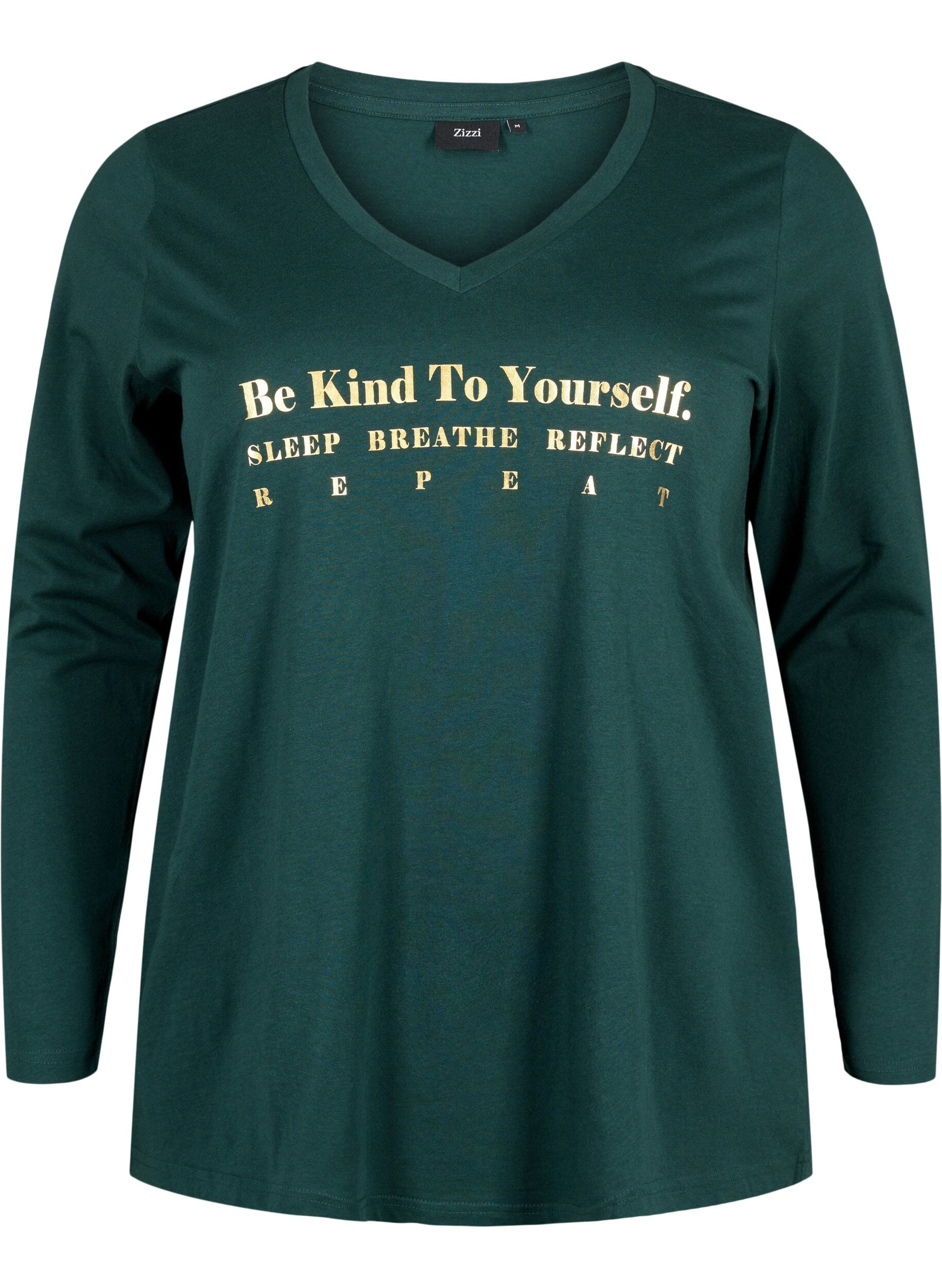 Zizzifashion Cotton nightshirt with text print, Scarab, Packshot image number 0