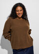 Ribbed jumper with balloon sleeves, Brown, Model image number 0