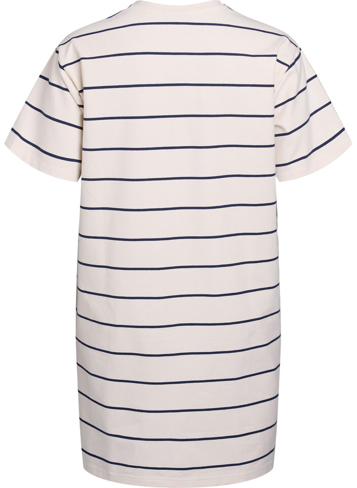 Short jersey dress with stripes, Beige, Packshot image number 1