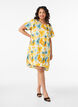 Short dress with a crinkled texture and short sleeves, Yellow, Model image number 1