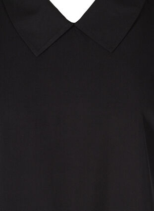 Viscose blouse with v-neck and collar, Black, Packshot image number 2