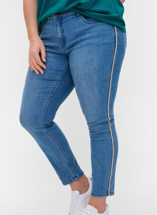 Cropped Sanna jeans with side stripe, Light blue denim, Model image number 2