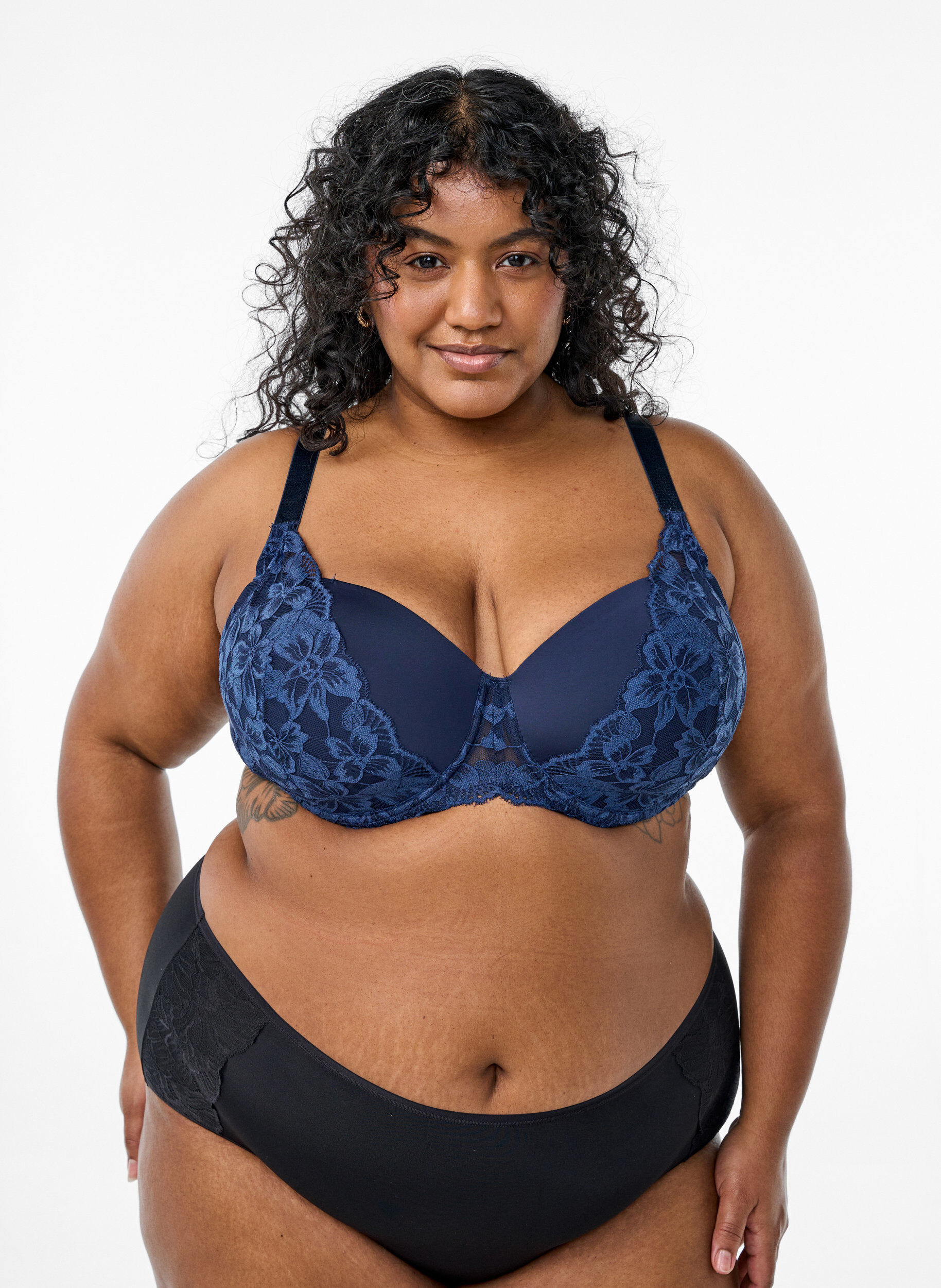 Lace bra with moulded cups, Blue, Model