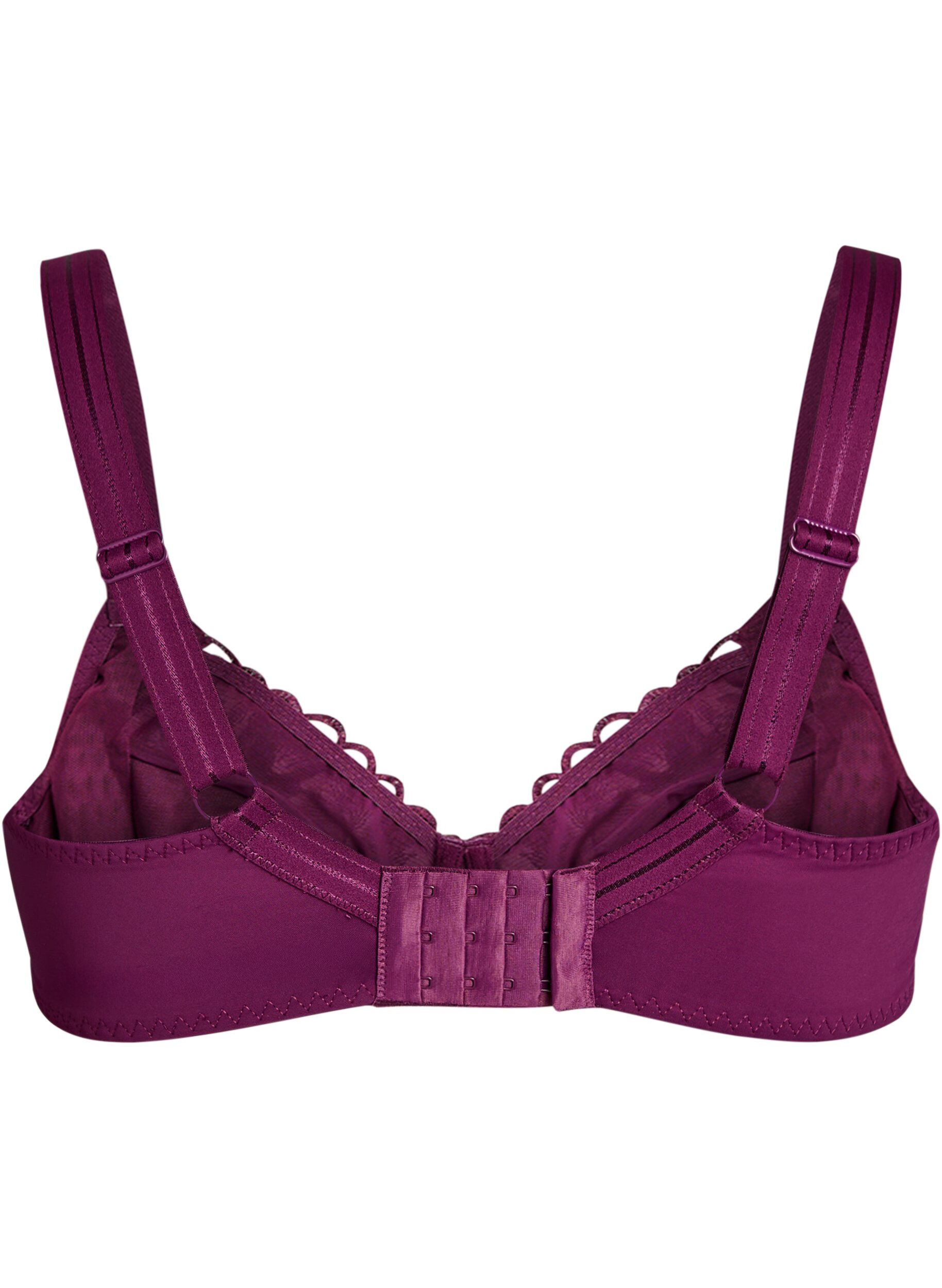 Zizzifashion Full cover high support bra with lace detail, Purple, Packshot image number 1