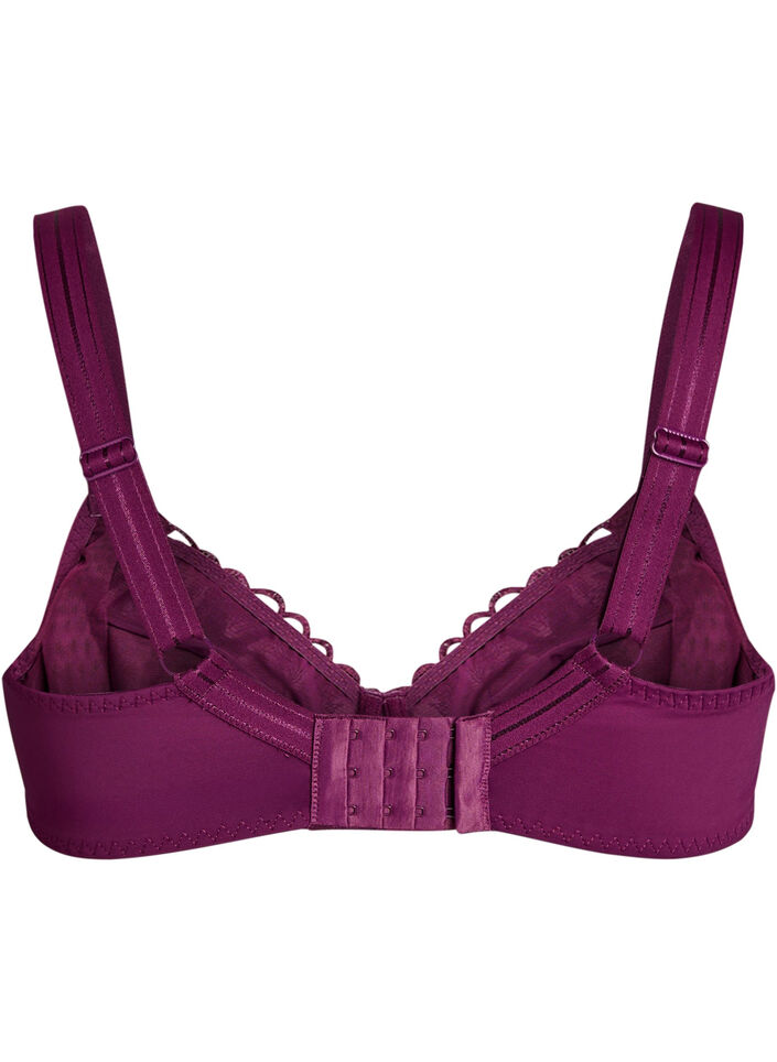Full cover high support bra with lace detail, Purple, Packshot image number 1