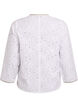 Long-sleeved cotton blouse with broderie anglaise, White, Packshot image number 1