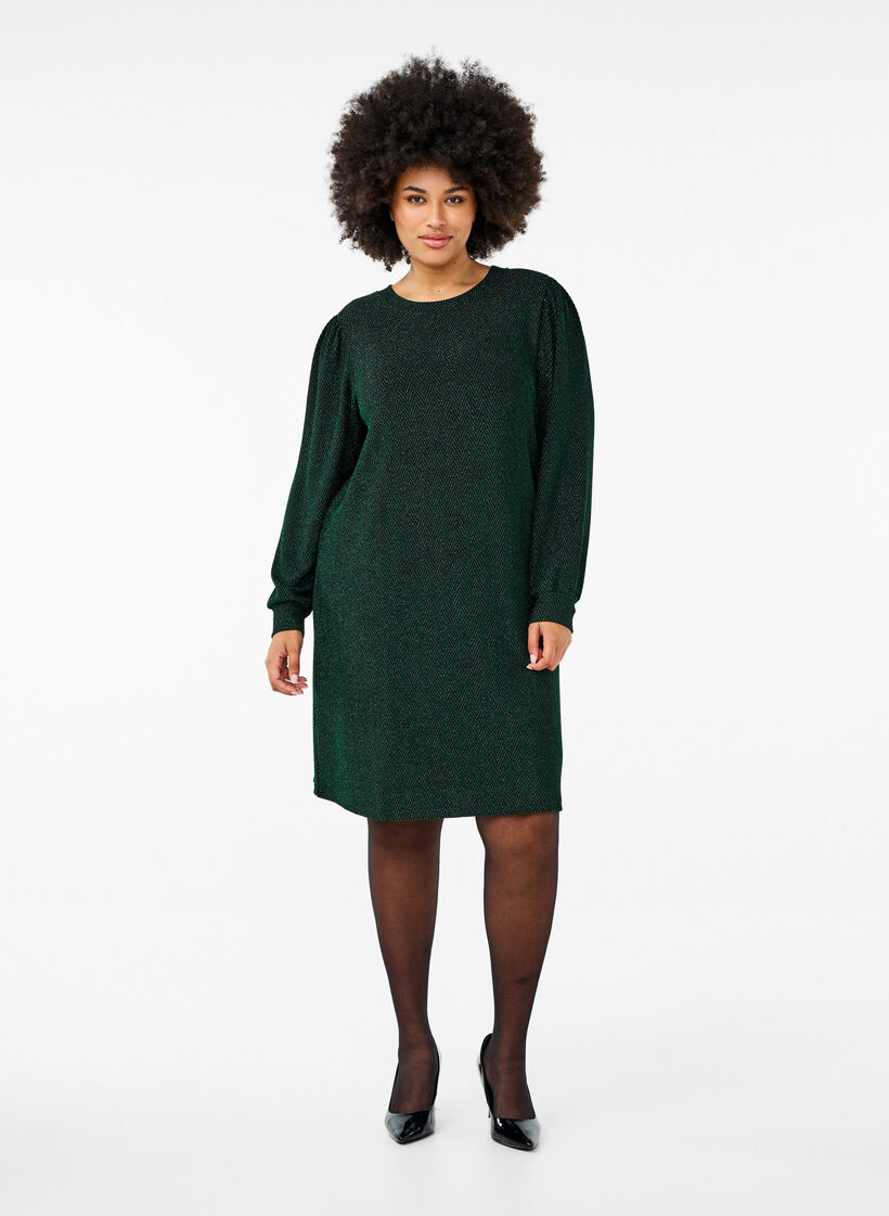 Dress with zigzag pattern and glitter, Scarab ZigZagShimmer, Model image number 2