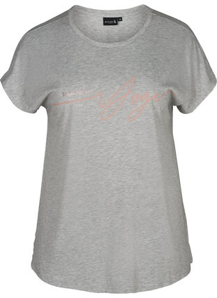 Sports t-shirt print on the chest, Light Grey Melange, Packshot image number 0