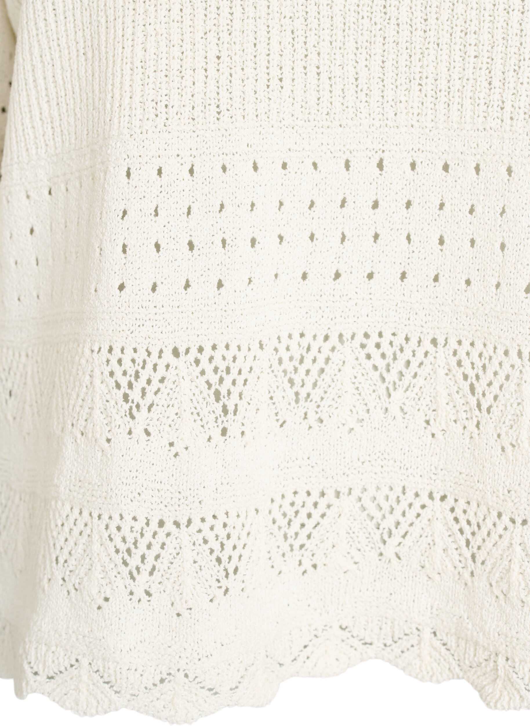 Zizzifashion Knitted blouse with eyelet embroidery and 1/2 sleeves, Vanilla, Packshot image number 3