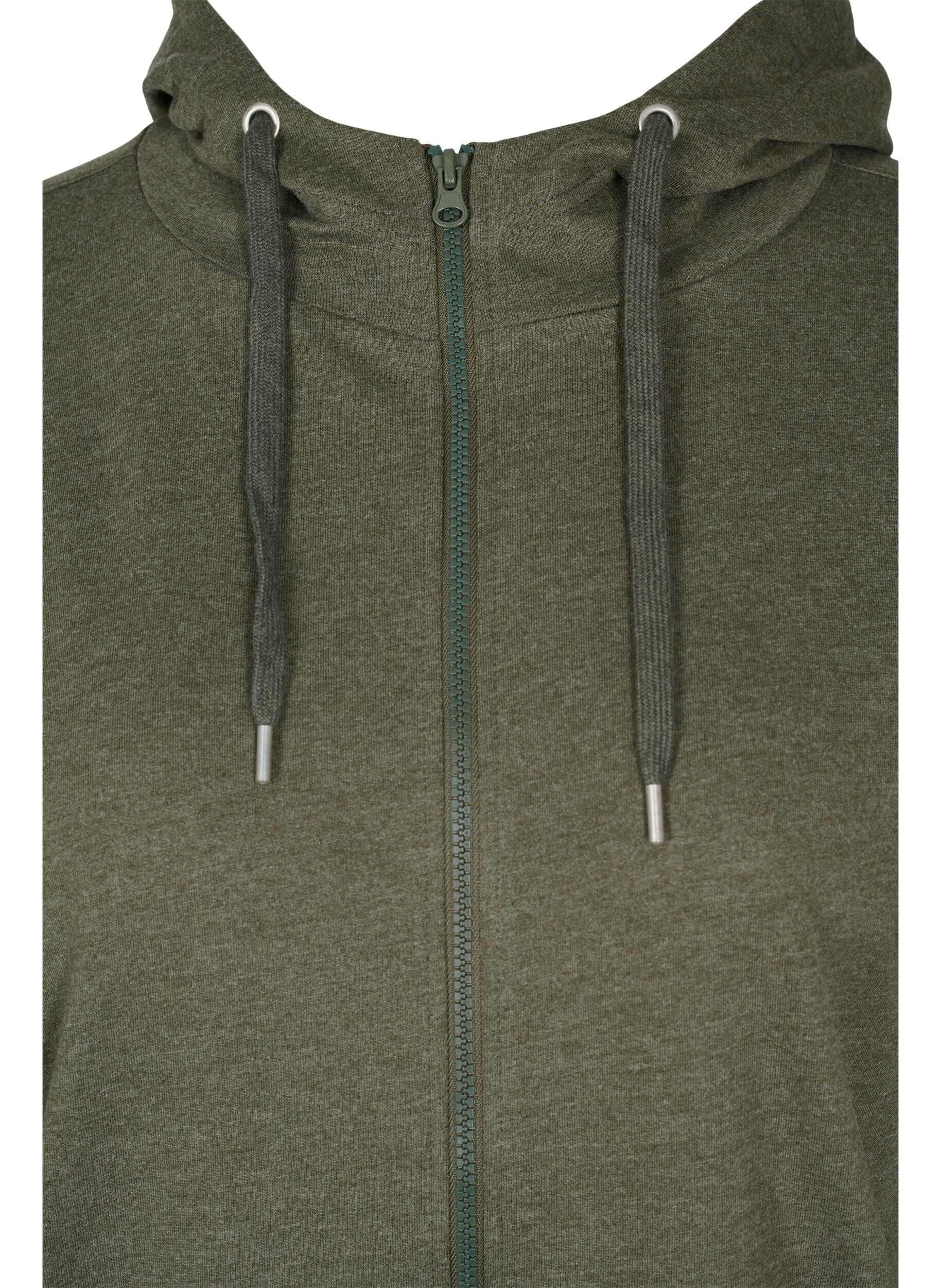 Zizzifashion Sweater cardigan with a zip and hood, Forest Night, Packshot image number 2