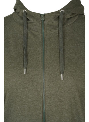 Sweater cardigan with a zip and hood, Forest Night, Packshot image number 2