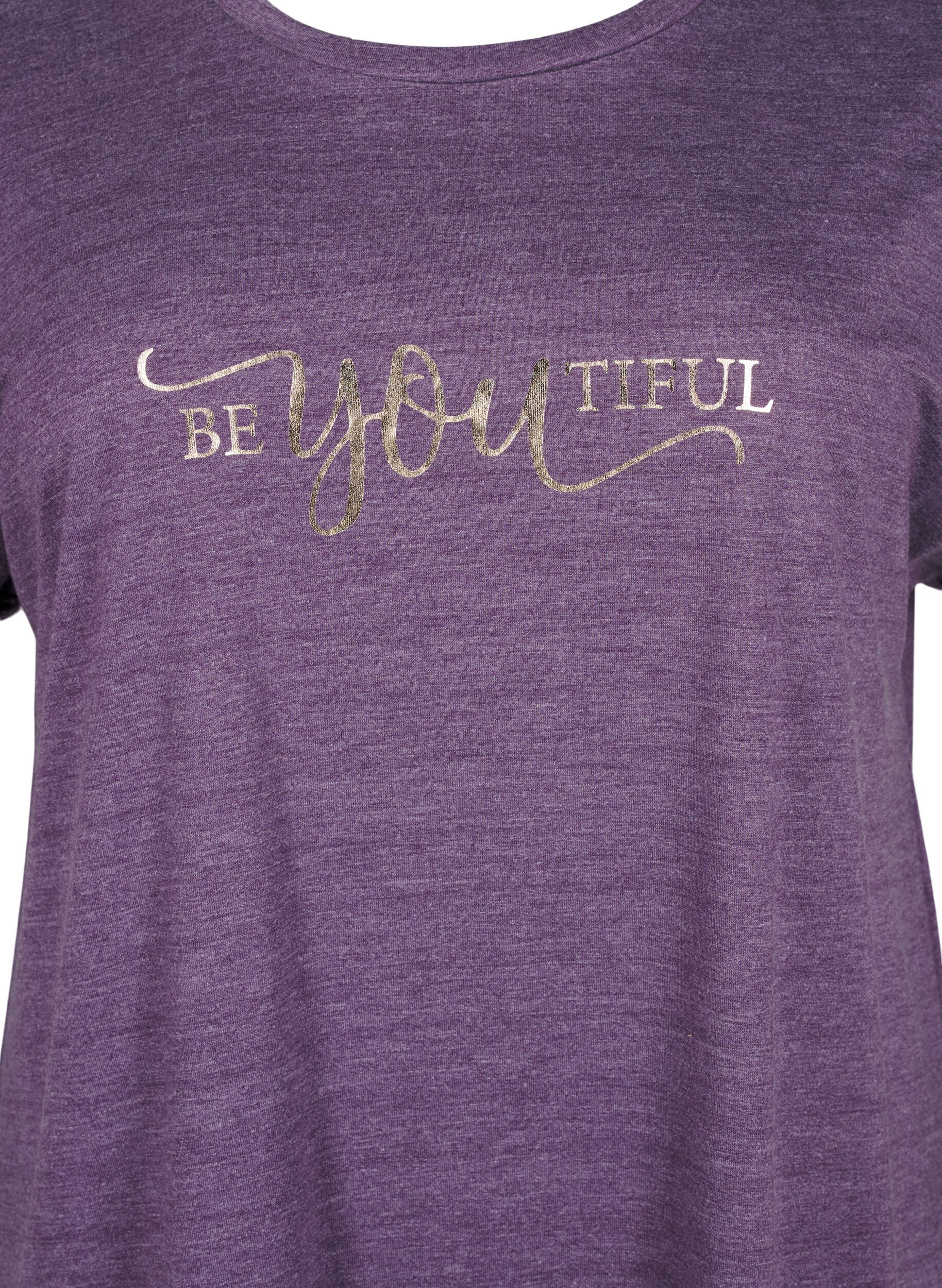 Zizzifashion Short sleeve nightgown with text print, , Packshot image number 2