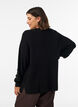 Knitted blouse with ribbed texture and button details, Black, Model image number 2