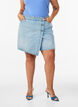 Denim skorts with a wrap-over effect and high waist, Light Blue, Model image number 3