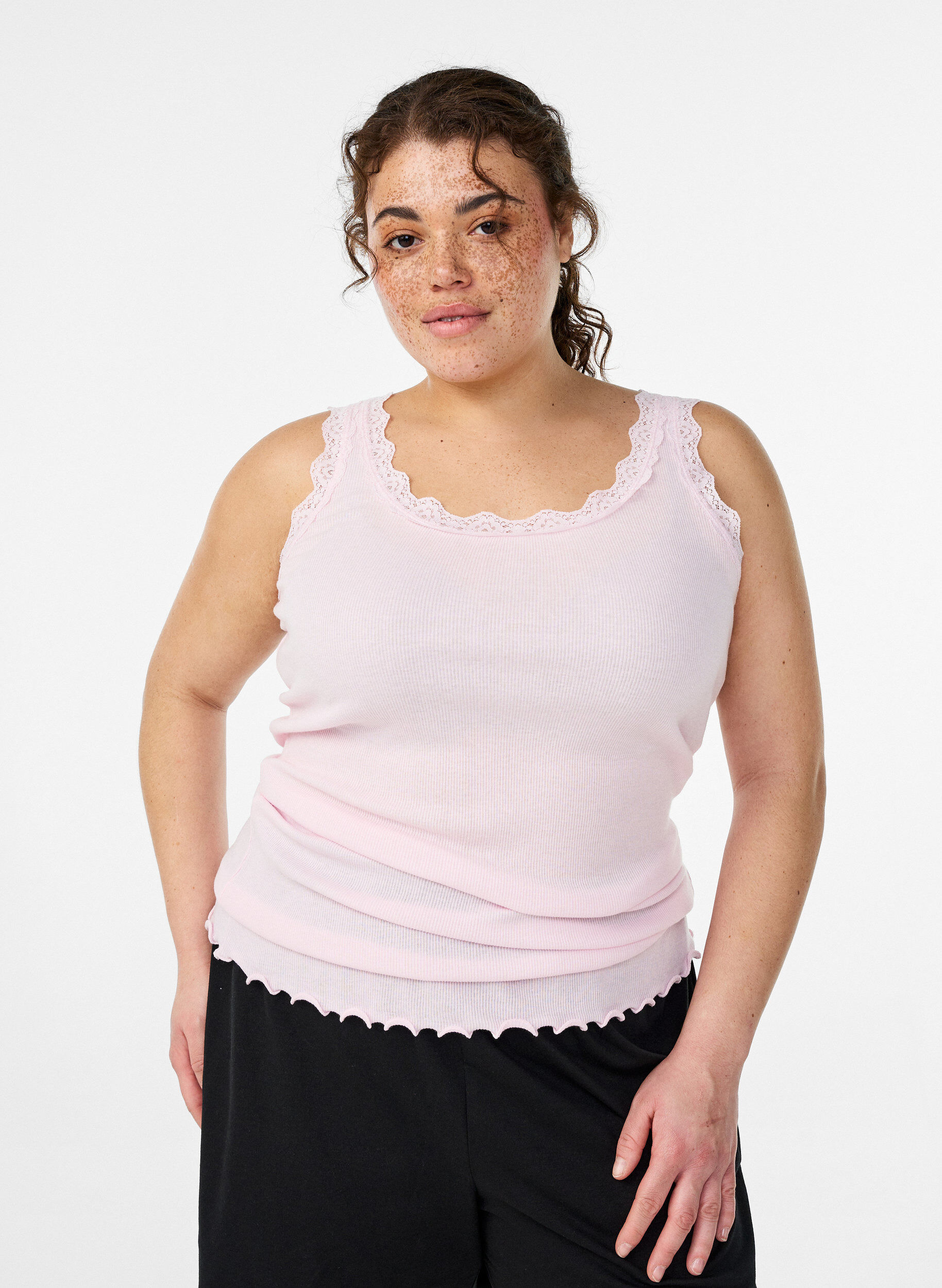 ZizzifashionTop with lace trim, Rose, Model image number 0