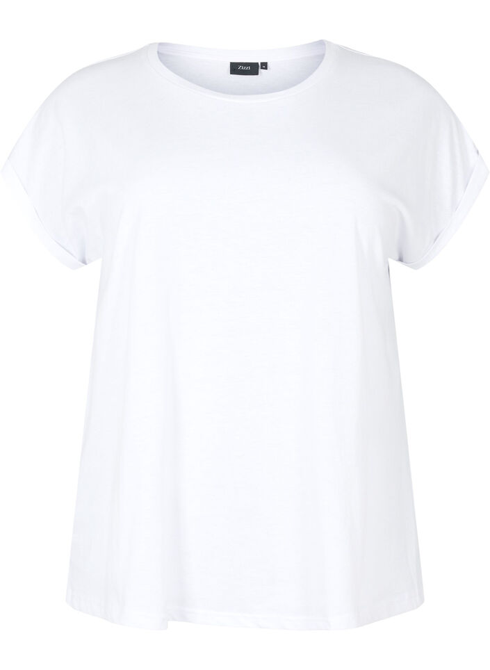 Short-sleeved cotton blend t-shirt, White, Packshot image number 0