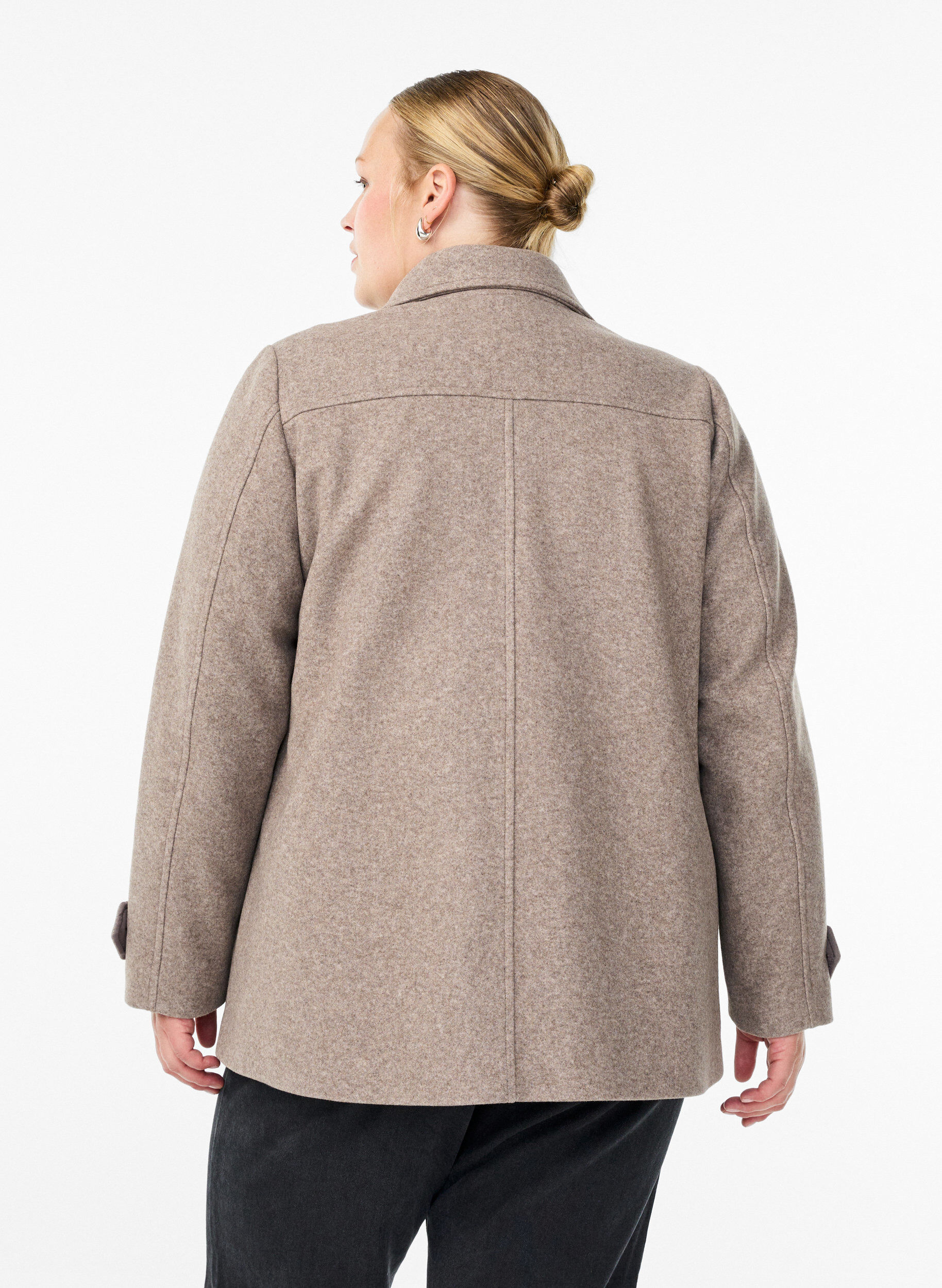 Zizzifashion Short coat with double-breasted button closure, Beige, Model image number 2
