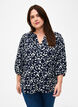 3/4 sleeve cotton Blouse with print, Navy Blazer Leaf, Model image number 0
